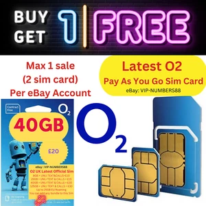 2x O2 Sim Card New Sealed Pay As You Go 02 MINI MICRO NANO BARGAIN ONLY 20P - Picture 1 of 3