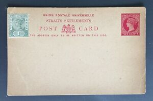 Malaya Straits Settlements 1893 QV UPU Post Card 2c uprated 1c Unused ISC#P16 