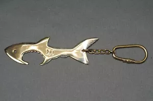 Porte-Clés En Laiton Massif Requin Décoration Maritime Ouvre-Bouteille Doré - Imagen 1 de 3