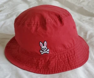 Psycho Bunny Brilliant Red Bucket Hat Mens Womens Unisex Size O / S Bunny Logo - Picture 1 of 12