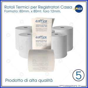 Rotoli termici 80x80 per registratori fiscali cassa carta di qualità certificata - Foto 1 di 2