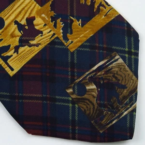 Structure Mens Neck Tie Red Green Plaid Western Themed Print 58"x4" Cowboys - Picture 1 of 6