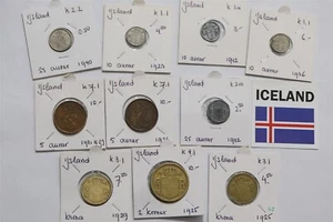 🧭 🇮🇸 ISLAND ALTE MÜNZEN SAMMLUNG B66 #136 - Bild 1 von 4