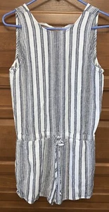 Bella Dahl Romper Jumpsuit Sz S striped Open Back with Tie linen 2055 - Picture 1 of 7