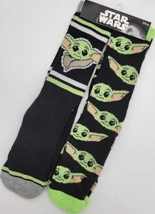 Star Wars Baby Yoda The Mandalorian Kind 2 Paar Crew-Socken Größe 6-12 schwarz grün - Bild 1 von 5