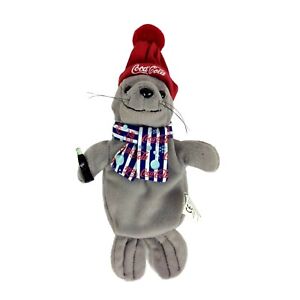 Coca Cola Lucky The Seal with Scarf Hat Bean Bag Plush Toy 1999