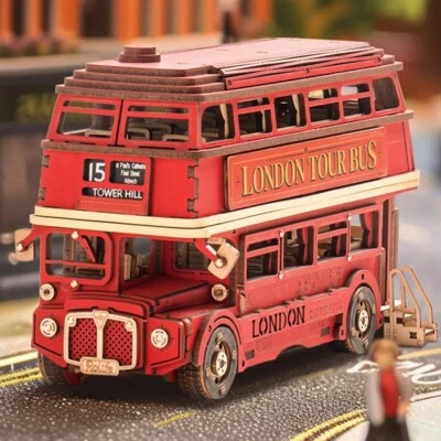 Rolife London Tour Bus 3D Puzzle 3D Wooden Puzzle Model Kits Collectibles Gifts - Image 1 of 4