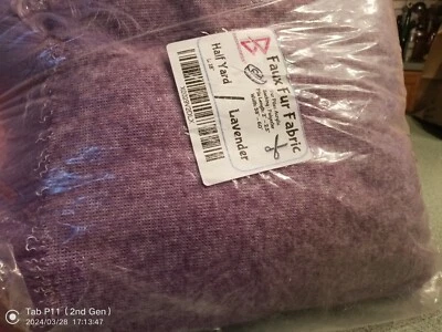 Barcelonetta  1/2 yard  Faux Fur Fabric Lavender 18" X 60" Inch  Pile 2"-2.5" - Image 1 of 3