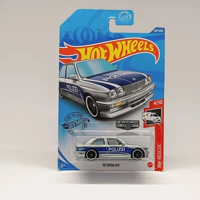 2020- '92 BMW M3 Polizei ZAMAC Hot Wheels 1/64- (Esclusiva America) - Immagine 1 di 2