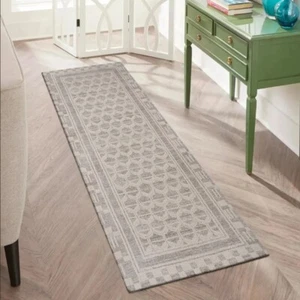 Gray Border Tight Geo Indoor 30" x 84" Runner Rug - Picture 1 of 7