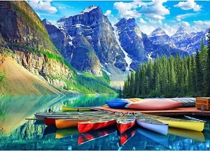 HUADADA - "MORAINE LAKE CANOES" - 1000 Pcs Jigsaw Puzzle LN /PP - Picture 1 of 8