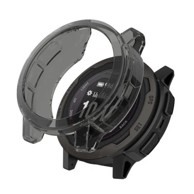 StrapsCo TPU Protective Clear Black Case Frame Protector for Garmin Instinct 2S