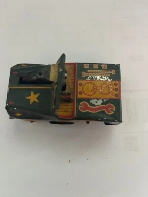 2222 - Años 50 Japón Estaño Fricción Drive 3" Willy's Jeep ¡con ametralladora chispa! Foto 1 de 4