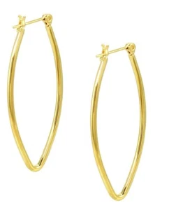 14k Yellow Gold-Plated Hoop Earrings 42X14mm - Picture 1 of 1