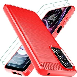 Moto Edge 2021/Moto Edge 5G UW Case,Tempered Glass,Thin Shockproof TPU Bumper - Picture 1 of 6