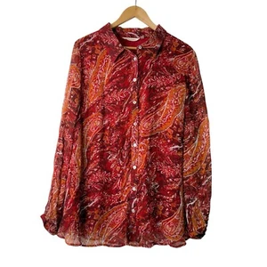 Soft Surroundings Button Up Top Womens 1X Paisley Cheyla Tunic Crinkle Boho - Picture 1 of 13