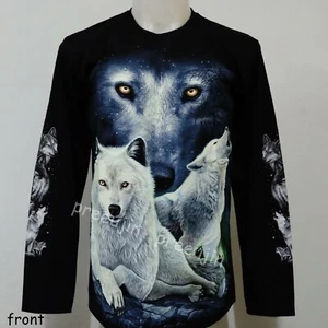 White Wolf Wolves Indian Glow in The Dark Long Sleeve T-Shirt PA14 Size M-XXL - Picture 1 of 5