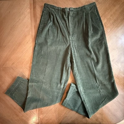 VTG Eddie Bauer Corduroy Tapered Pants Womens 12 Green Cords High Rise Y2K 90s - Image 1 of 4