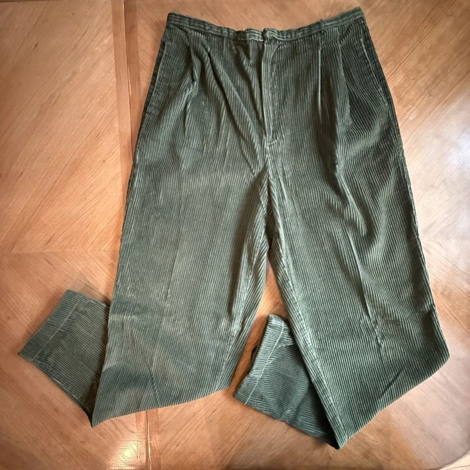Pantalones cónicos de pana Eddie Bauer de colección para mujer 12 cordones verdes tiro alto Y2K años 90 Foto 1 de 4