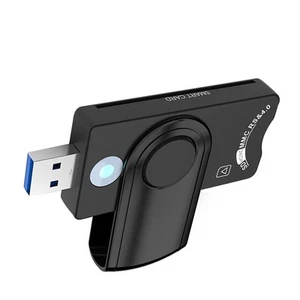 USB 3.0 Memory Smart Card Reader For DOD Military CAC Common ID Bank TF SD SIM - Photo 1/10