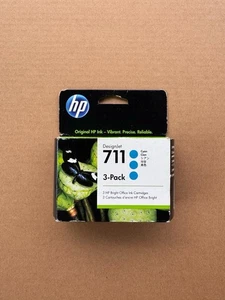 Cartucho de tinta cian HP 711 2026 CZ134A para DesignJet T520 T120 - Paquete de 3 - Imagen 1 de 2