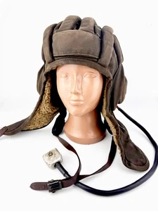 Original Vintage Soviet Union USSR tanker tankman Tank Cap Helmet  WINTER - Picture 1 of 9