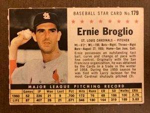 1961 Post Baseball #179 Ernie Broglio, St. Louis Cardinals, Perforated Company - Bild 1 von 2