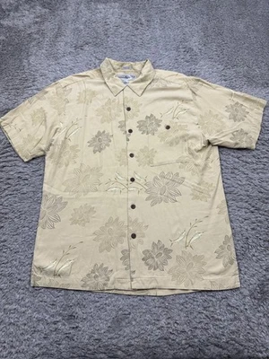 Hook & Tackle Shirt Men Large Floral Silk Hi-Tech Fishing Hawaiian Loop Collar - Image 1 of 4