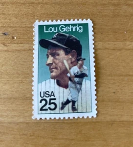 1989 LOU GEHRIG STAMP BASEBALL NY YANKEES SINGLE 25 CENT USPS UNUSED POSTAGE MNH - Picture 1 of 2