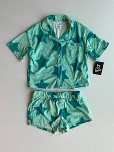 Art Class Girls Pajama Set Size S (6/7) Blue Star Print Button Shirt & Shorts - Picture 1 of 4