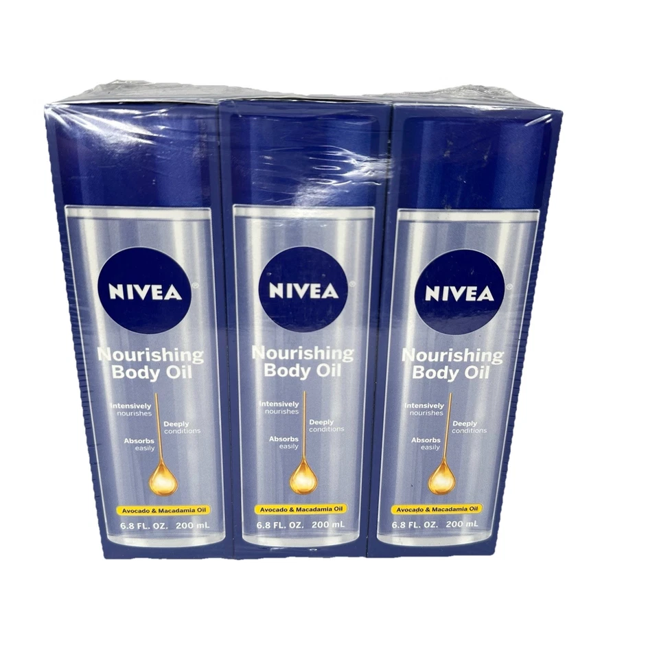 Two 200ml Bottles NIVEA Nourishing Body Oil Avocado & Macadamia in 2 Boxes