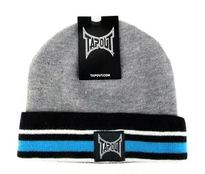 Winter Beanie UFC MMA Cage Fight Tapout Cuffed Striped Toque Grey One Size - Picture 1 of 4
