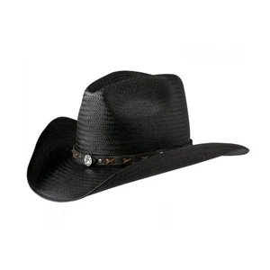 JACK DANIELS Men's Daniel's Straw Cowboy Hat Black - Jd03-62 Sz M - Picture 1 of 8