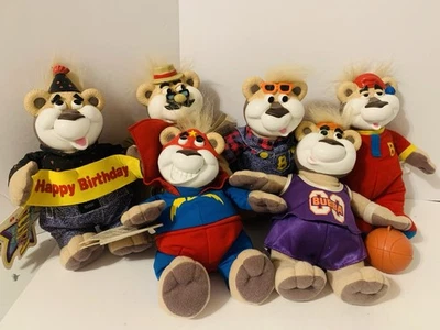 "Juguete de peluche Talking Bubba Bear Mattel 10"" de colección 1999 funciona lote de 5 nuevos con etiquetas y 1 nuevo sin etiquetas" Foto 1 de 4