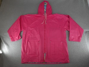 Vintage Misty Harbor Jacket Womens 1X Pink Hooded Rain Plaid Lined Sailing - Picture 1 of 20