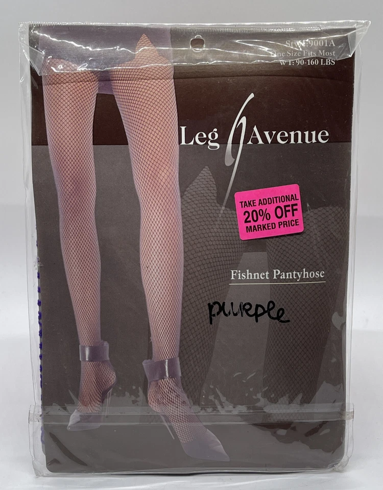 Колготки Leg Avenue в виде рыболовной сети стиль 9001A один размер неоново-фиолетовые 90-160 фунтов - Изображение 1 из 1