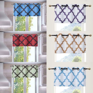 1 VALANCE PRINTED 2-TONE BLACKOUT grommest FOAM LINED WINDOW CURTAIN TOPPER - Picture 1 of 26