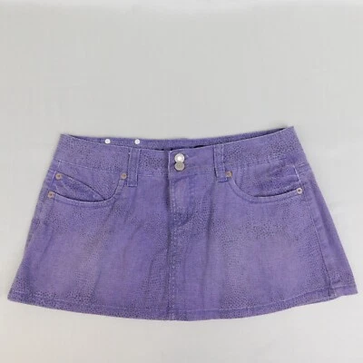 Y2K Rue21 Stretch Cotton Micro Mini Skirt - 9, Purple Python Print #338 - Image 1 of 4