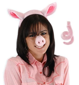 Kit de Cerdo Orejas de Peluche Nariz y Cola Cosplay Halloween Disfraz Accesorio NUEVO SIN USAR - Imagen 1 de 1