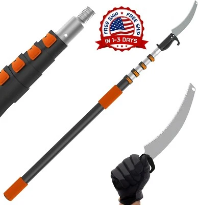 Sierra de Poste Manual Podadora Extensível de 12 Pés Cuchilla de Acero Ligera NOVO - Imagem 1 de 4