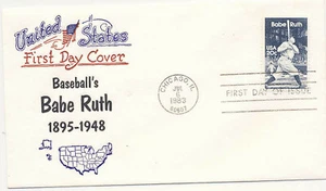 US 1983 First Day Cover Babe Ruth Baseball #2046 United States Cachet - Bild 1 von 2