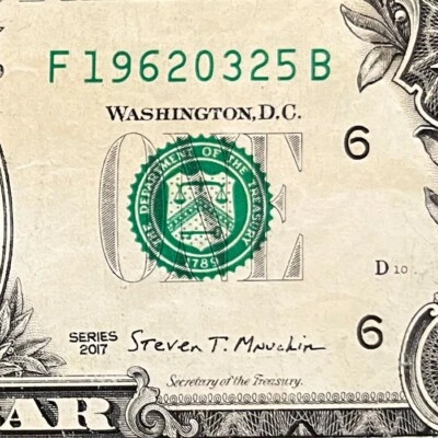 March 25, 1962 (19620325) One Dollar Fancy Serial Number Birthday Note - Image 1 of 3