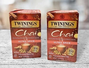 2 Twinings Chai Ultra Spice Schwarztee je 20 Teebeutel warmes Gewürz - Bild 1 von 2