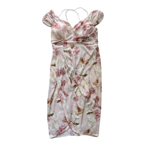 City Chic Sz 18 Pink Rose Petal Maxi Dress Off Shoulder Romantic Smocked Draped - Picture 1 of 19