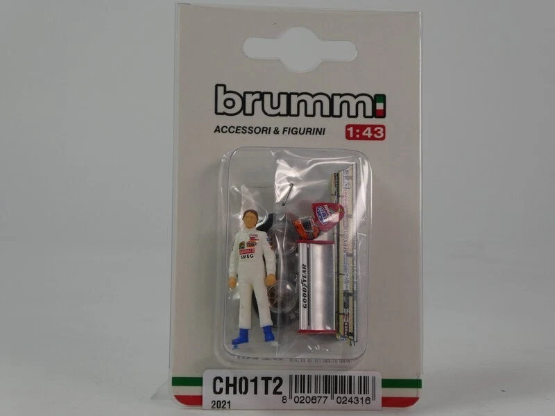 Brumm Gilles Villeneuve 1982 Ferrari 126 C2 figurino + accessori 1/43 CH01T2 - Immagine 1 di 1