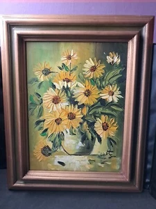 Dipinto ad olio con fiori incorniciati 18"x22" firmato valzer - Foto 1 di 4