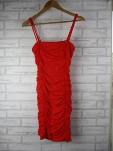 Kookai womens bodycon dress red 1 square neck ruched strappy - Picture 1 of 9