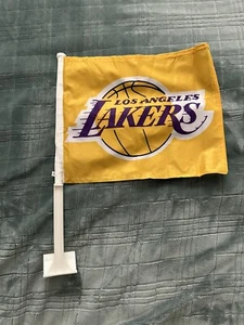 2000s Los Angeles Lakers Gold Car Flag UNOPENED SEALED Vintage Shaq Kobe NEW - Picture 1 of 6