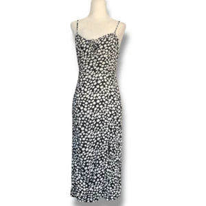 Aeropostale Slip Dress Black White Daisy Print Retro 90s Midi Sleeveless Medium - Picture 1 of 11