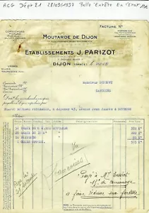 Dépt 21 - Dijon 7 Impasse Bizot - Belle Entête d'une Fabrique de Moutarde 1937 - Bild 1 von 1